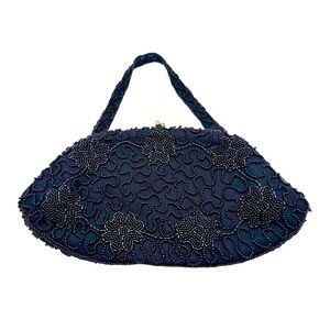 Handbag Beaded From Belgium by Walborg Elegant Vintage Black 10”